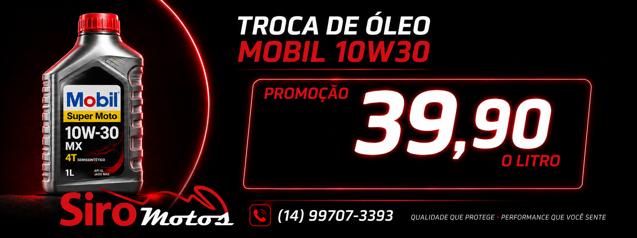 Troca de oleo Mobil 10W30 por R$ 39,90 o litro