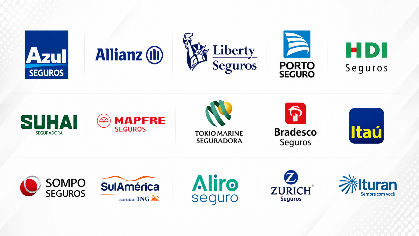 Logotipos das seguradoras atendidas pela Siro Motos